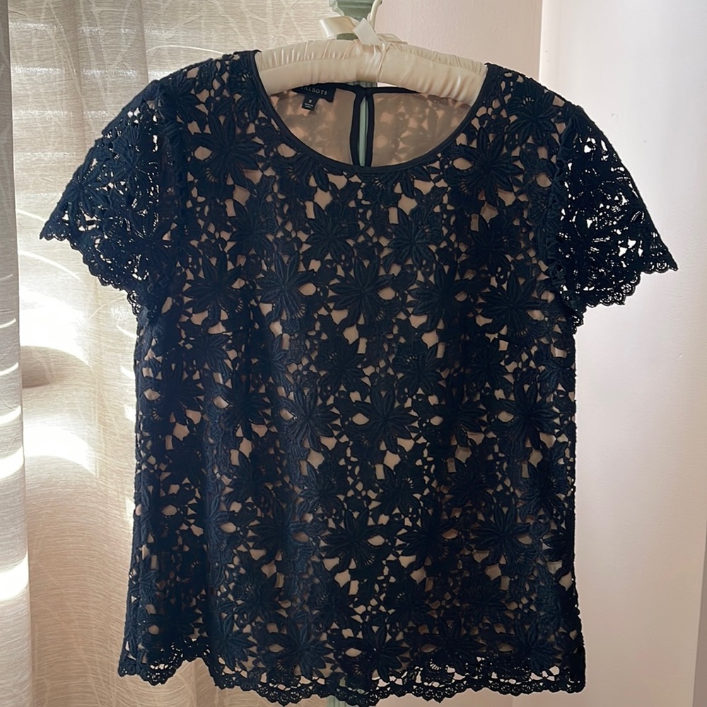 Talbots Top Black Lace Overlay Side Zip, Lined BEAUTIFUL- Sz 8 Unworn, PERFECT